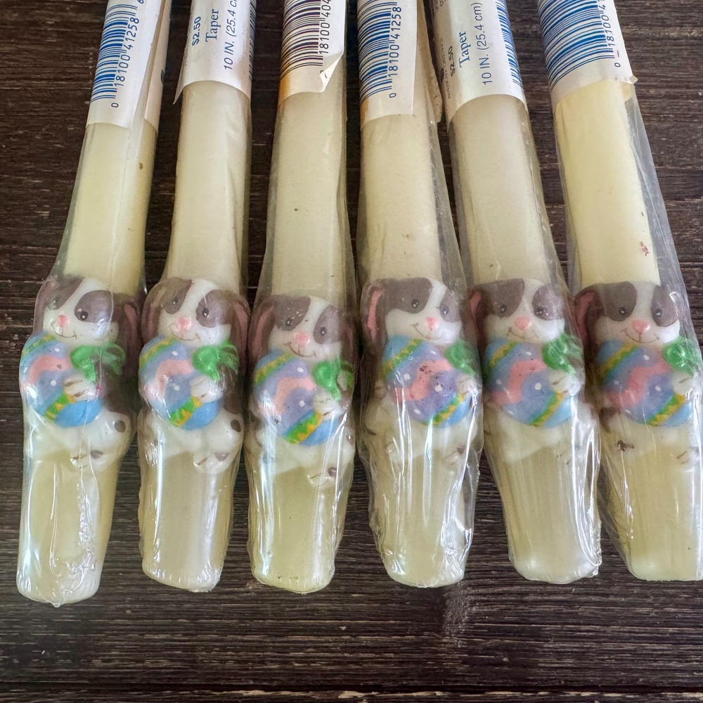 Vintage American Greetings Easter Bunny Taper Candles 10" Set of 6 Cottagecore